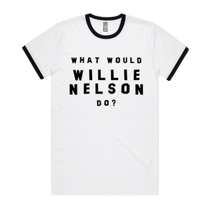 Front design of What Would Willie Nelson Do Ringer Tee - Imprint Merch - E-commerce