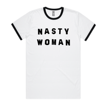 Load image into Gallery viewer, Front design of Nasty Woman Unisex Ringer Tee - Imprint Merch - E-commerce
