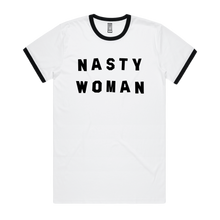 Load image into Gallery viewer, Front design of Nasty Woman Unisex Ringer Tee - Imprint Merch - E-commerce
