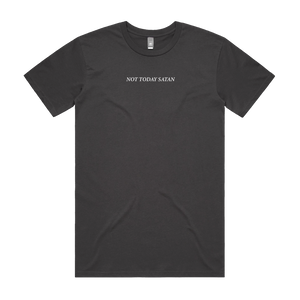 Front design of Not Today Satan Tee - Landlocked Apparel - Imprint Merch - E-commerce